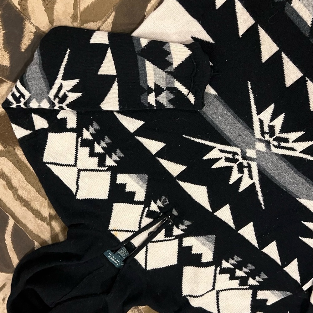 Ralph Lauren Black and White Zip-Up Sweater